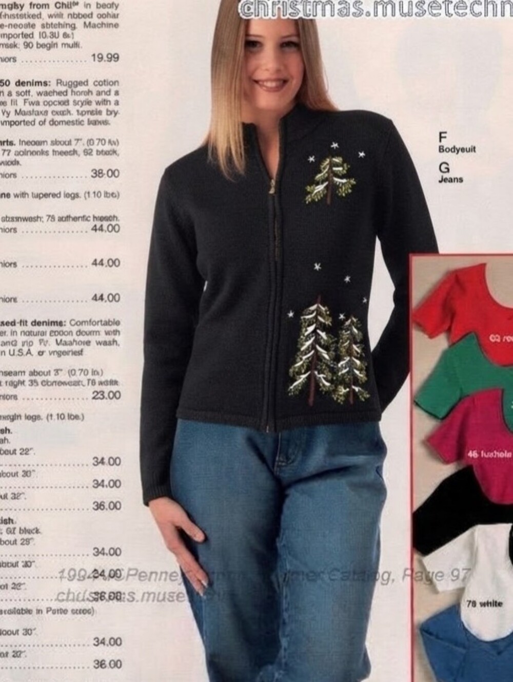 Vintage Beckenridge Black Zip Front Jacket with Embroidered Pine Trees